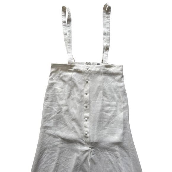 Favlux White Button-Front Sleeveless Midi Dress With Adjustable Straps - Picture 3 of 9